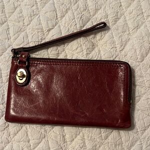 HOBO Burgundy Leather Wristlet